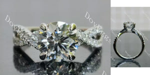 round pave cross band moissanite engagement ring