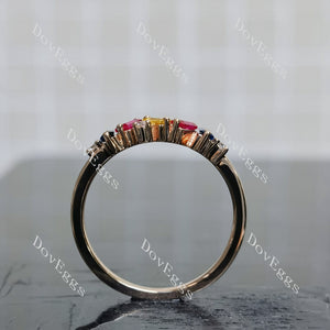 Doveggs baguette round pave colored gem/lab grown diamond self-love band-2.1mm band width