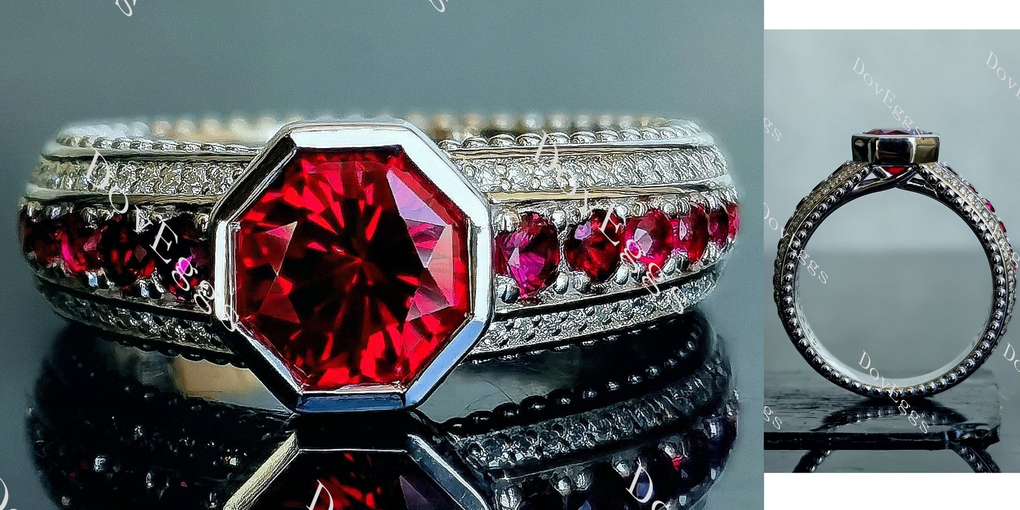 channel set  colored gem engagement ring