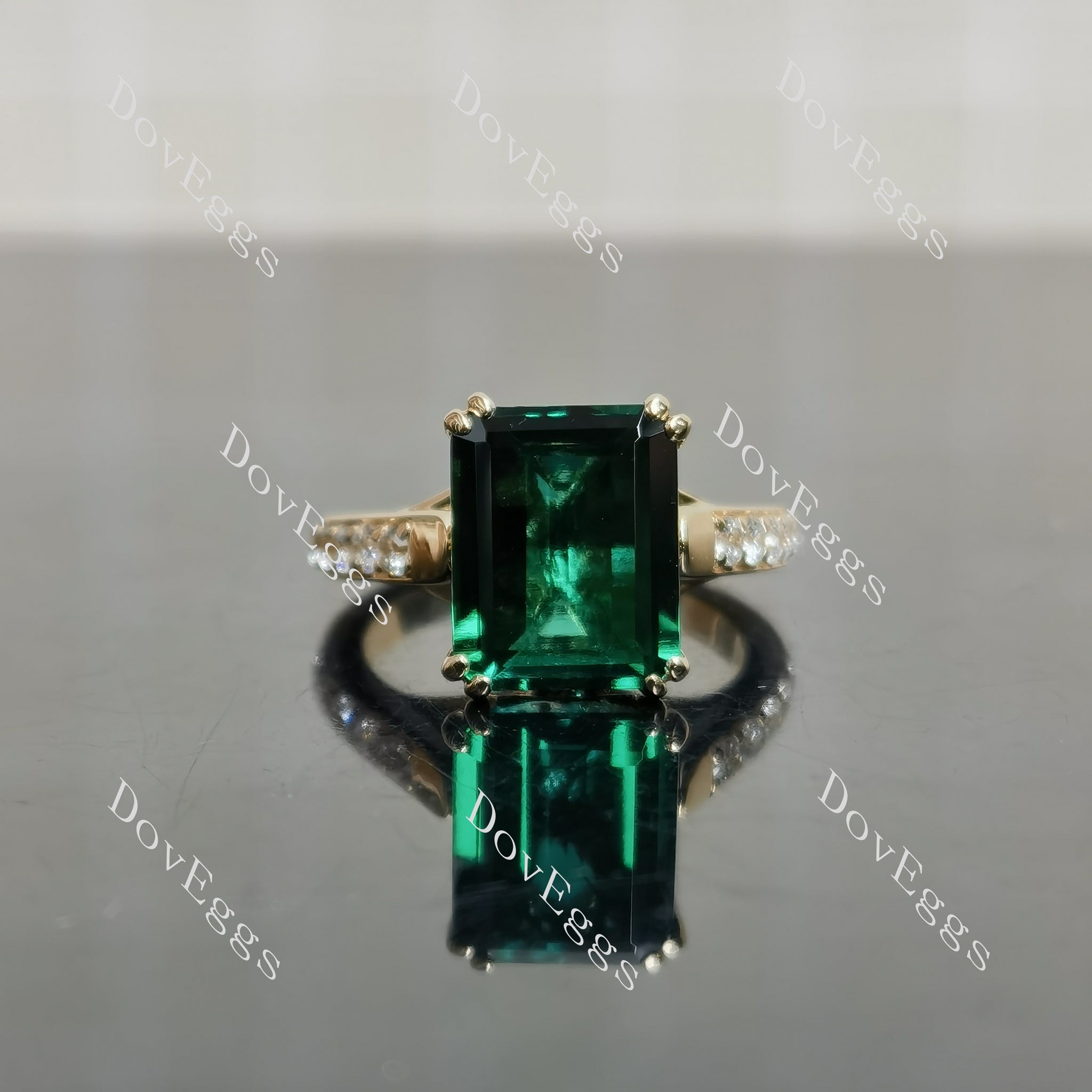 Doveggs Emerald pave vintage colored gem engagement ring