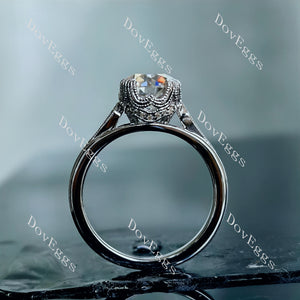 Doveggs round art deco moissanite engagement ring