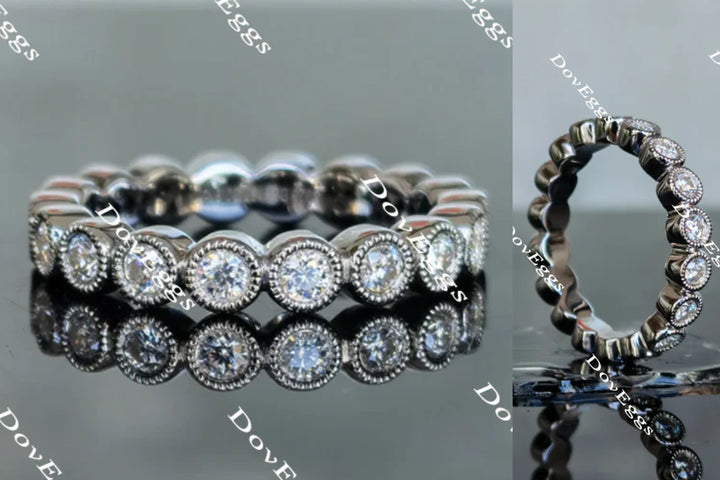 Doveggs round full eternity moissanite/lab grown diamond wedding bands-3.3mm band width - DovEggs-Seattle