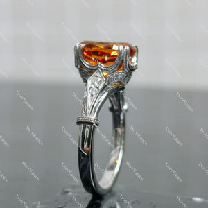 (size7.25) Doveggs 3ct oval orange sapphire sterling silver engagement ring