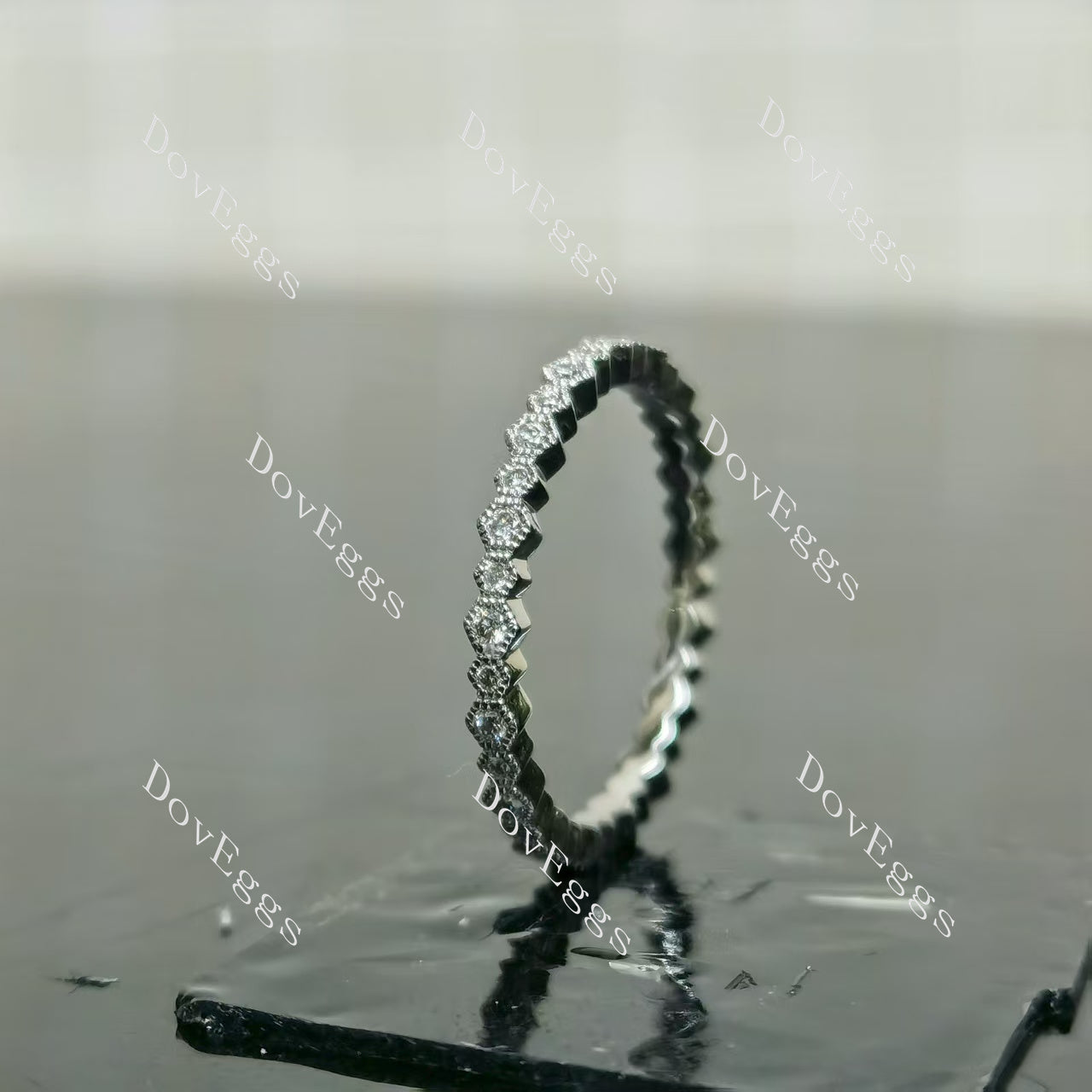 (size 4.75) Doveggs 14K white gold 0.21cttw round lab grown diamond wedding band-1.8mm band width