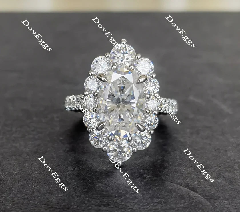 The Julie flower shape halo Pave engagement ring only semi-mount only(Exclusively to DovEggs Stones)