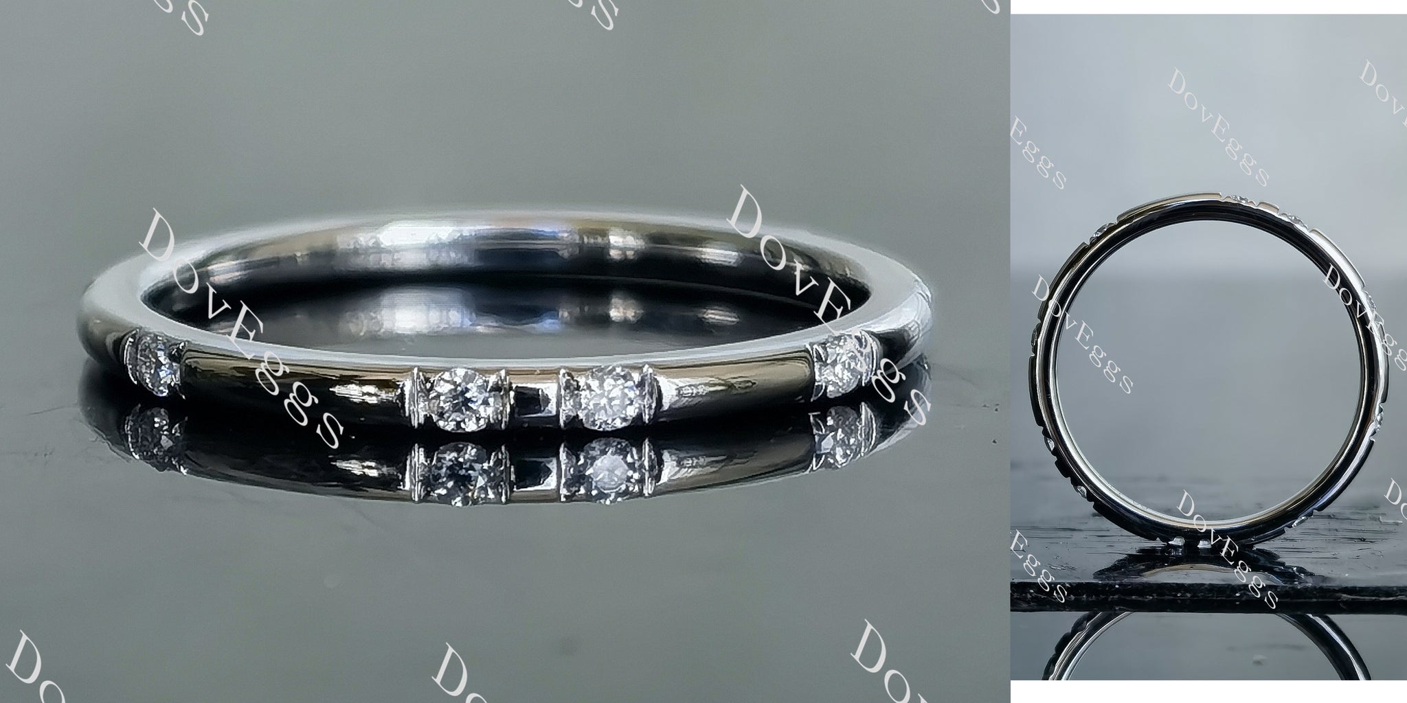 Doveggs round art deco moissanite wedding band-1.4mm band width