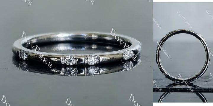 Doveggs round art deco moissanite/lab grown diamond wedding band-1.4mm band width