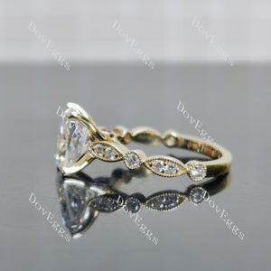 Doveggs Cushion Side Stones Lab Grown Diamond Engagement Ring