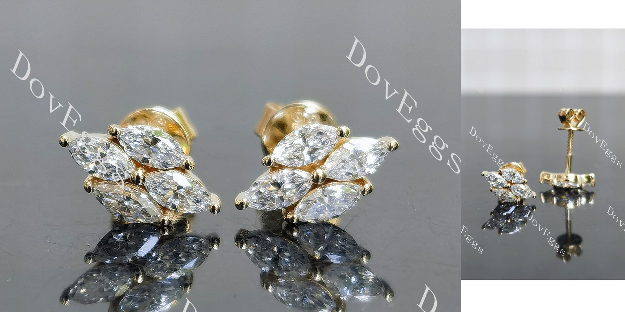 Marquise 4 stones moissanite or lab grown diamond earrings main view| Doveggs