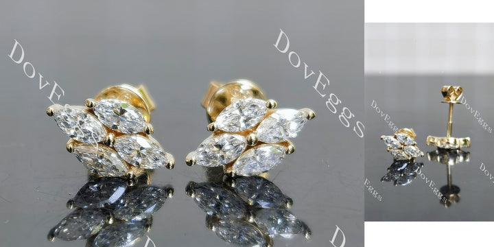 Marquise 4 stones moissanite or lab grown diamond earrings main view| Doveggs