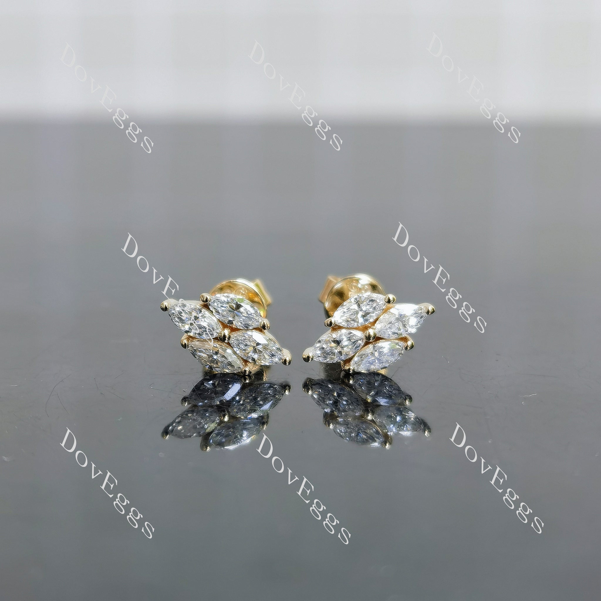 Marquise 4 stones moissanite or lab grown diamond earrings| Doveggs
