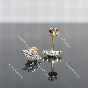 Marquise stones moissanite or lab grown diamond screw back earrings| Doveggs
