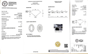 IGI certificate for 1.01ct oval D color VS1 clarity lab diamond (Certificate #LG627472425)
