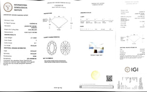"IGI certificate for 1.01ct oval cut F color VS1 lab diamond"