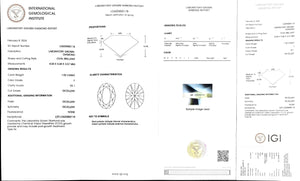 "IGI certificate for 1.02ct oval cut F color VS1 lab diamond"