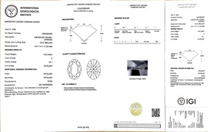 IGI certificate for 1.04ct oval E color VS1 lab diamond (LG632406349)
