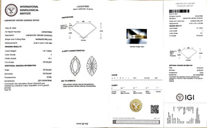 IGI certificate for 1.81ct marquise F color VS1 clarity lab diamond (LG636478082)