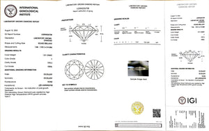 IGI certificate for 1.81ct round F color VVS2 clarity excellent cut lab-grown diamond