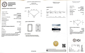 IGI certificate for 3.05ct emerald G color VS1 clarity lab diamond (LG594316961)
