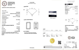 IGI certificate for 3.09ct emerald F color VS1 clarity lab diamond (LG636478008