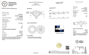 IGI certificate for 3.35ct round F color VS2 clarity lab diamond (LG624423152)