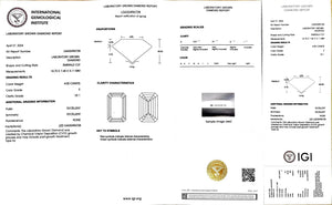 IGI certificate for 4.00ct emerald E color VS1 clarity lab diamond (LG632496728)