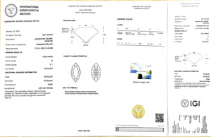 IGI certificate for 5.08ct marquise G color SI1 clarity lab-grown diamond