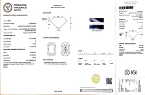 IGI certificate for 5.10ct radiant E color VVS2 clarity lab-grown diamond