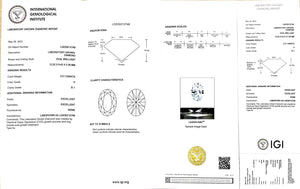 IGI certificate for 3.51ct oval H color SI1 lab-grown diamond"