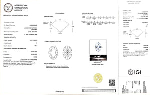 IGI certification for 2.70ct oval H color VS1 lab diamond