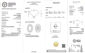 IGI certificate for 2.54ct oval H color VS1 clarity lab-created diamond