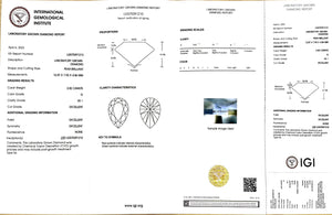 IGI certificate for 2.82ct pear G color VS1 clarity lab-created diamond