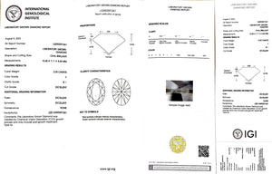 IGI report for 2.03ct oval F color SI1 clarity lab diamond