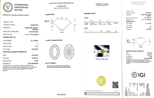 IGI certification for 2.61ct oval E color VS2 lab-created diamond