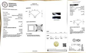 IGI certificate for 4.09ct princess cut D color VS1 lab diamond (Report #LG635411007)