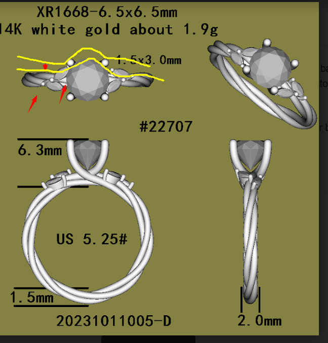 Wedding band for 22707