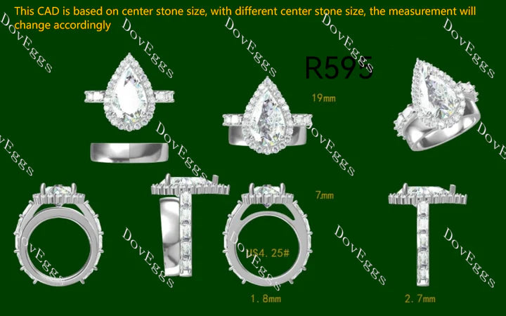 Dean's  halo pave 3/4 eternity engagement ring semi-mount only(Exclusively to DovEggs Stones)