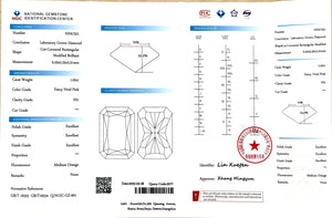 NGIC certification for 1.02ct radiant cut fancy vivid pink VS1 lab diamond
