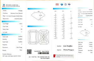 NGIC certificate for 1.031ct radiant E color VS2 lab diamond (NPA2962)