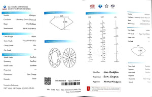 "NGIC certificate for 1.635ct oval cut fancy vivid yellow VS1 lab diamond"
