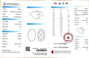 "NGIC certificate for 1.68ct oval rose cut fancy vivid pink VVS2 lab diamond"