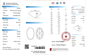 NGIC certificate for 1.69ct oval rose cut fancy pink VS1 lab diamond