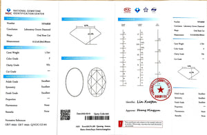 NGIC report for 1.73ct Oval Rose Cut F VS1 lab diamond