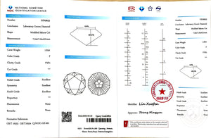 NGIC certificate for 1.93ct sakura cut F color VVS1 lab diamond
