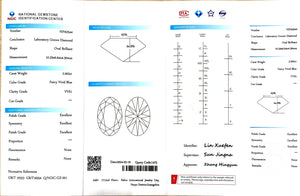 NGIC certificate for 2.002ct oval fancy vivid blue VVS1 lab diamond (NPA0544)