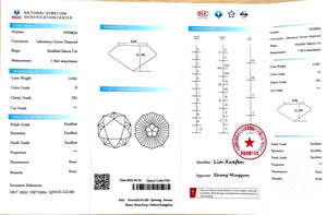 NGIC certificate for 2.02ct sakura cut D color VS1 lab diamond