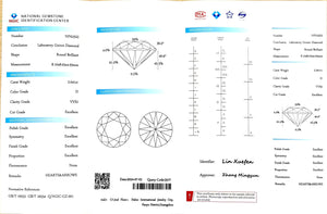 NGIC certificate for 2.041ct round D color VVS2 lab diamond (NPA2522)