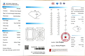 NGIC certification for 2.04ct radiant cut fancy vivid pink VVS1 lab diamond