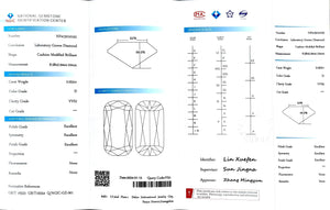 "NGIC certificate for 2.052ct modified elongated cushion cut D color VVS2 lab diamond"