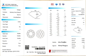NGIC certificate for 2.075ct round rose cut F color VS1 clarity lab-grown diamond